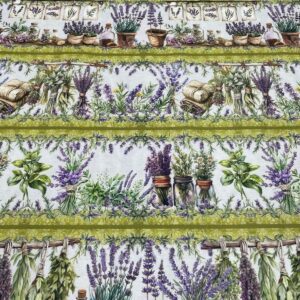 Tricoline Digital Barrado Flor Lavanda